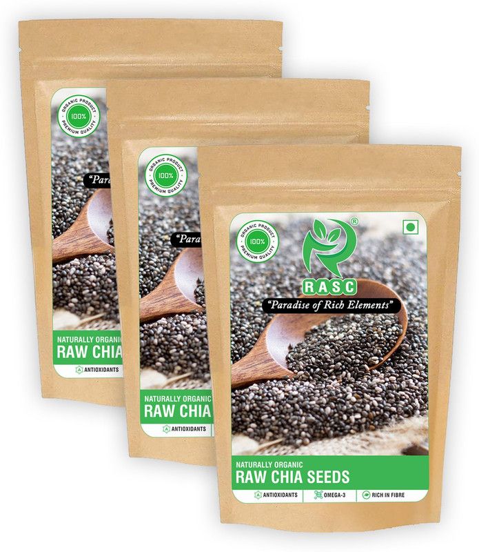 RASC RAW CHIA SEEDS, Pack of 3, Each Pack 200g Chia Seeds  (600 g, Pack of 3)