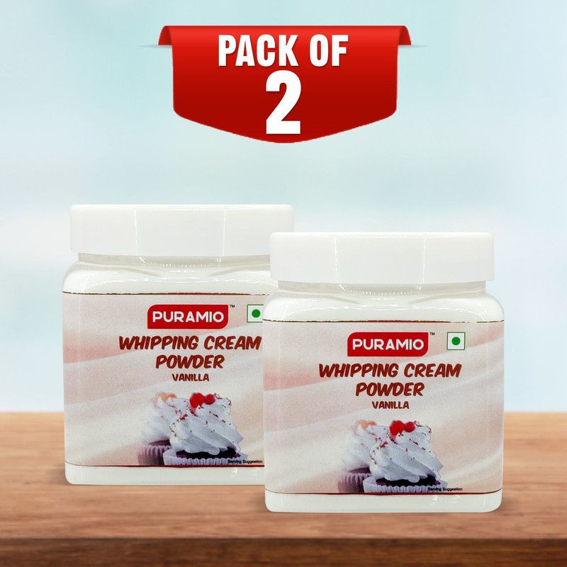 PURAMIO Whipping Cream Powder Vanilla- (Pack of 2), Icing  (250 g, Vanilla, Pack of 2)