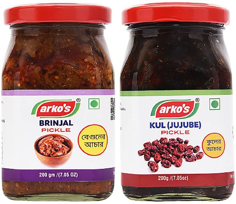 ARKOS Homemade Combo Pickle Brinjal and Kul (jujube) Brinjal Pickle  (2 x 200 g)