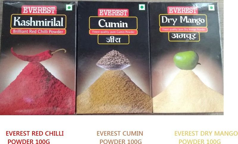 EVEREST RED CHILLI POWDER,CUMIN POWDER,DRY MANGO POWDER 100G  (3 x 100 g)