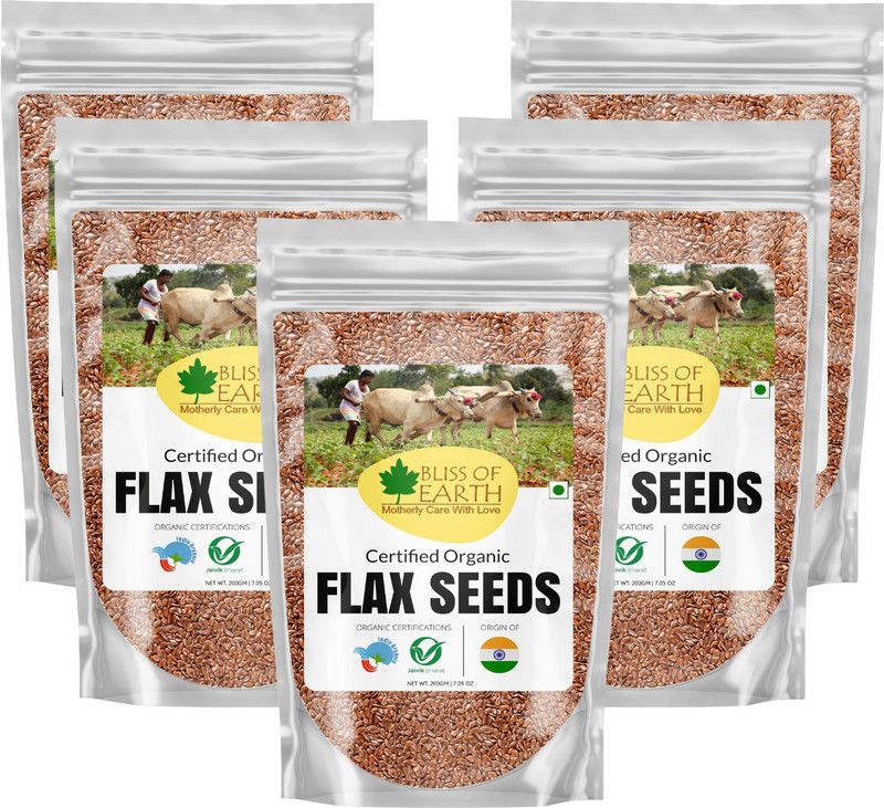 Bliss of Earth Bliss of Earth USDA Organic Flax Seeds 5x500GM Raw Super food for Weight Loss Pack Of 5 Brown Flax Seeds  (2500 g, Pack of 5)