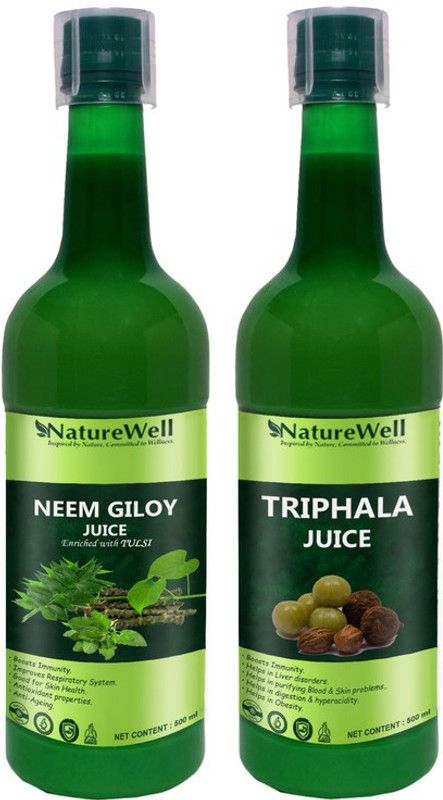 Naturewell TriphalaNeem Giloy Tulsi Juice - Digestion Care And Health Drink Juice (Pack of 2) Pro  (2 x 500 ml)