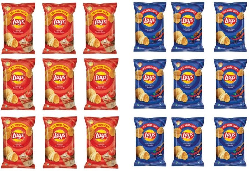 Lay's Red and blue combo pack 540 gm Chips  (18 x 30 g)