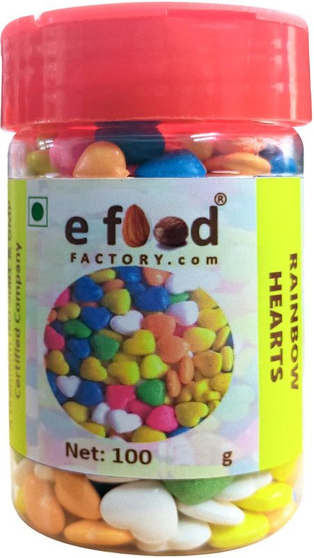 E Food Factory Sprinkles Rainbow Heart Shape in Pet jar 100 g Sprinkles  (100 g)