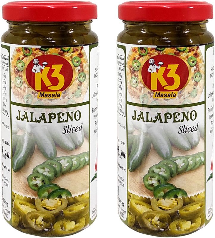 K3 Masala Jalapeno Sliced (230gm).(Pack of 2) Jalapenos  (460 g, Pack of 2)