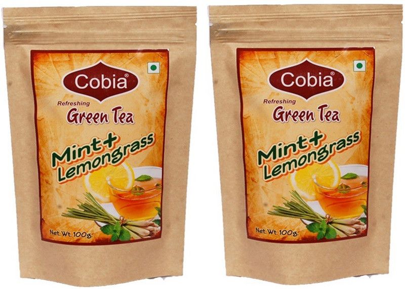 Cobia Green Tea(Mint+Lemongrass) 100g Leaves Pack OF 2 Mint, Lemon Grass Green Tea Pouch  (2 x 100 g)