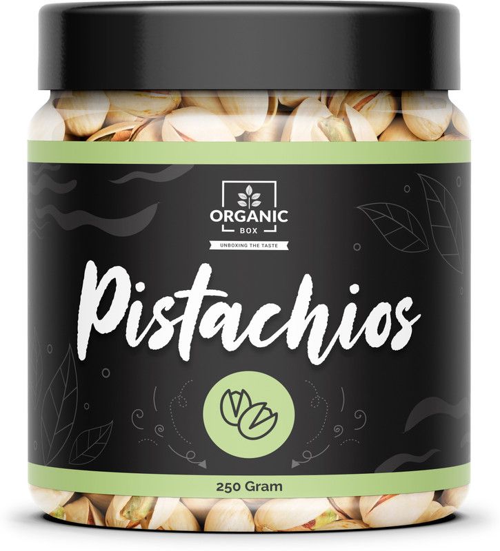 Organic Box Whole Roasted Salted Pistachios with Shell | Dry Fruits Pistachios [Jar Pack] Pistachios  (250 g)