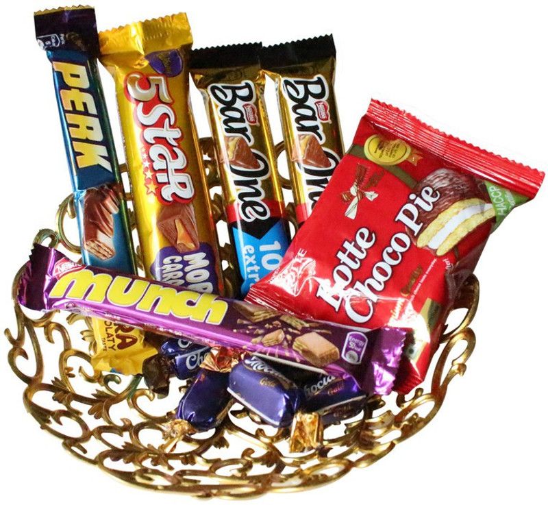 SurpriseForU Chocolate Gift | Chocolate For Happiness A Beautiful Chocolate Hamper Combo  (Tray-Perk-Munch-BarOne-Lotte-5Star-5Choclairs)