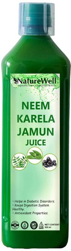 Naturewell Ultra Neem, Karela, Jamun, Juice Help Balance Sugar Naturally.  (500 ml)