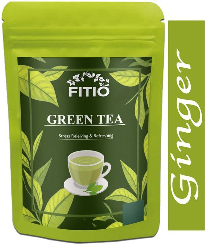 FITIO Green Tea for Weight Loss | 100% Natural Green Loose Leaf Tea | Ginger Flavor Green Tea Pouch Pro (T434) Green Tea Pouch  (400 g)