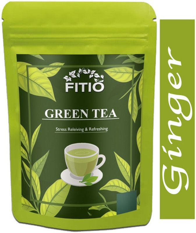 FITIO Green Tea for Weight Loss | 100% Natural Green Loose Leaf Tea | Ginger Flavor Green Tea Pouch (T442) Green Tea Pouch  (1000 g)