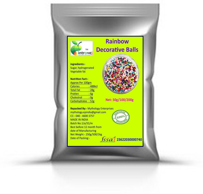 INTROVEJ Rainbow Ball 200gm in Pouch (cake Decoretive) Sprinkles  (0.2 kg)