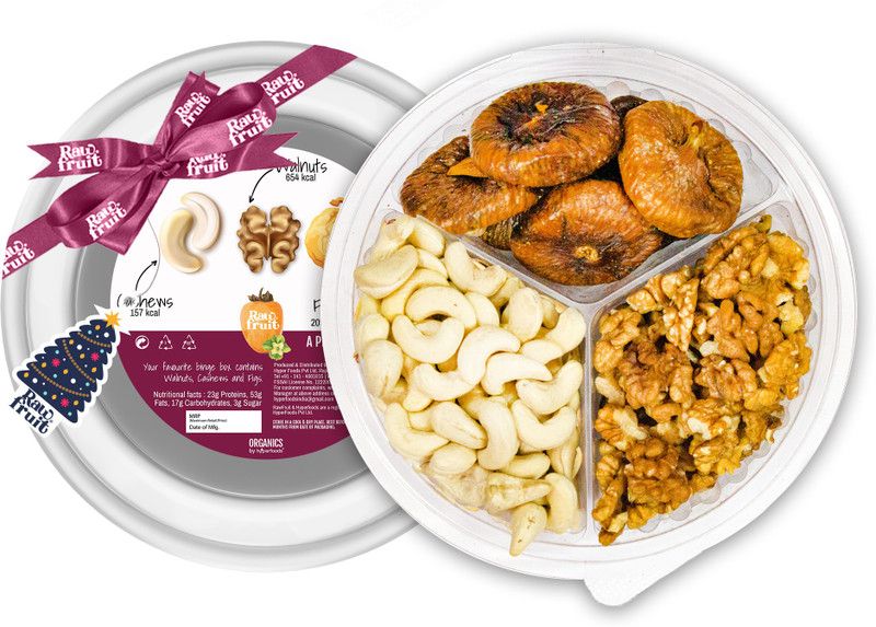 HyperFoods Binge Box Christmas Dry Fruit Combo Pack of 3 Premium Dry Fruits and Nuts Cashew Kaju Walnut Akhrot Figs Anjeer | Merry Christmas Dry Fruit Gift Pack and Gift Hampers for Corporates Family Friends & Relatives  (3 x 125 g)