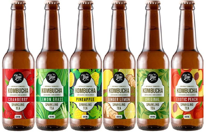 Toyo Kombucha Trial Pack - Pack of 6 Tea Glass Bottle  (6 x 330 ml)