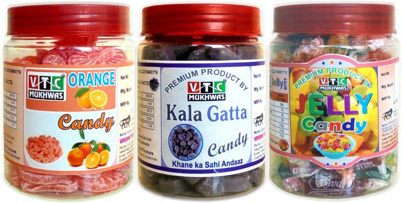 VTC Premium Orange Toffee Narangi Candy, Kala Khatta Or Fruit Jelly Toffee 1350 g Fruit, Orange Candy  (3 x 450 g)