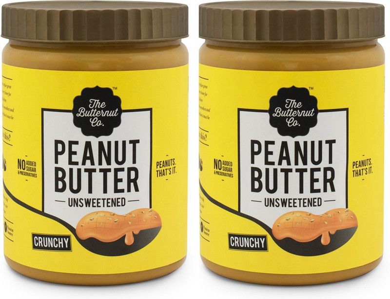The Butternut Co. Unsweetened Peanut Butter (Crunchy) (1 Kg Pack of 2) 2 kg  (Pack of 2)
