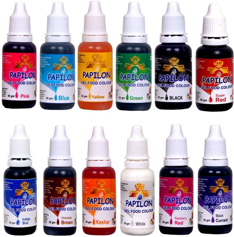PAPILON Gel Food colour (30gm x 12) Multicolor  (30 g)