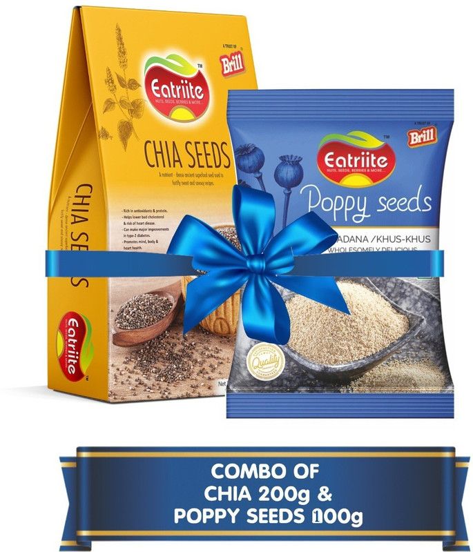 Eatriite Poppy Seeds & Chia Seeds Combo 300g (100g+ 200g) Black Chia Seeds  (300 g, Pack of 2)