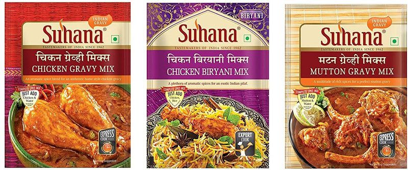 SUHANA NonVeg Combo of 6 - Chicken Biryani 50g x 2, Chicken Gravy 80g x 2, Mutton Gravy 80g x 2  (3 x 140 g)