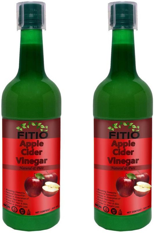 FITIO Nutrition Apple Cider Vinegar With Mother Vinegar Vinegar (M) (Pack Of 2) Ultra Vinegar  (2 x 500 ml)
