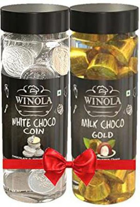 Winola Combo of White Chocolate Coin 175g & Milk Choco Gold 140g (Pack of 2) Truffles, Bites  (2 x 157.5 g)