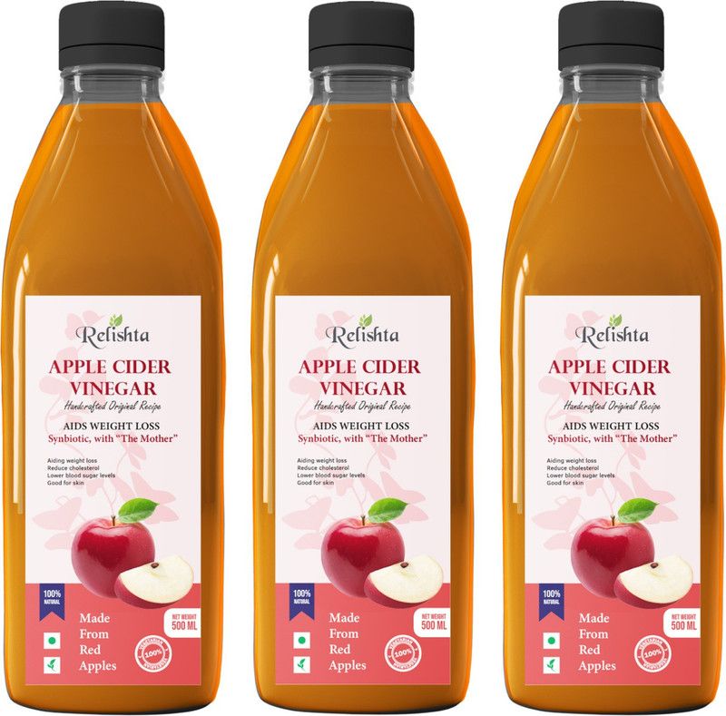 Relishta Apple Cider Vinegar with Mother Vinegar (Pack of 3) Vinegar  (3 x 500 ml)