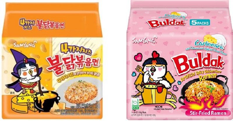 Samyang Hot Chicken Ramen Quattro Cheese Noodles and Carbo Noodles|130gm (Pack of 10) (Imported) Instant Noodles Non-vegetarian  (10 x 140 g)