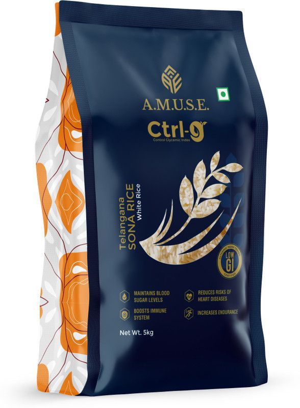 A.M.U.S.E. Low Gi Rice, Diabetic Friendly Sona Masoori Rice (Full Grain, Polished)  (5 kg)