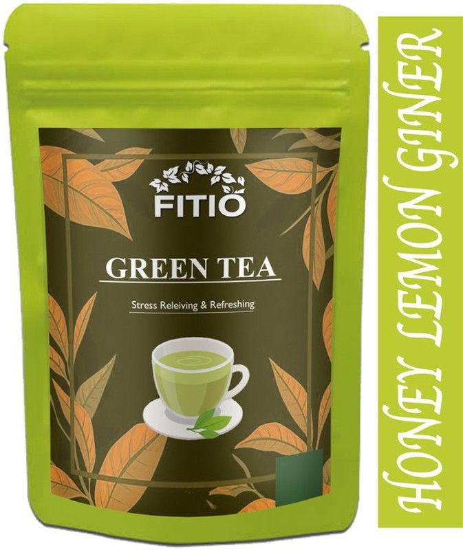 FITIO Green Tea for Weight Loss | 100% Natural Green Loose Leaf Tea | Honey, Lemon, Ginger Flavor Green Tea Pouch Premium (T629) Green Tea Pouch  (250 g)