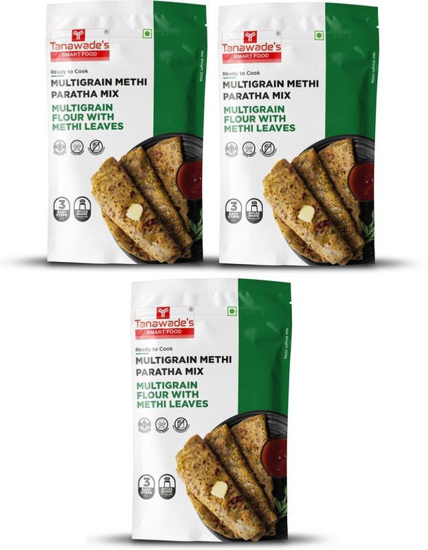 Tanawade's SMART FOOD TSF Instant Multigrain Methi Paratha Mix, Ready to Cook, Pack of 3 600 g  (Pack of 3)