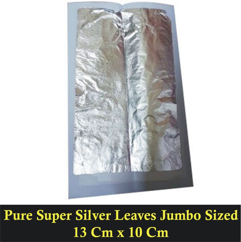 Nature's Bridge Chandi Vark / Silver Leaf - (15 Leaf) Jumbo Sized Sheet 13 cm x 10 cm / German Finest Silver Leaves for sweets / Face Pack / Chandi ka Warq Glitters  (0.02 g)