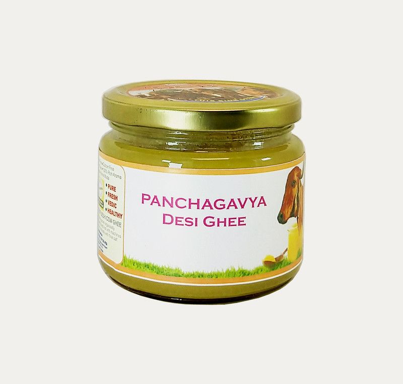 OCB PANCHAGAVYA DESI GHEE ORGANIC Pure Natural Desi Gir Cow Ghee from Bilona method Ghee 250 g Glass Bottle