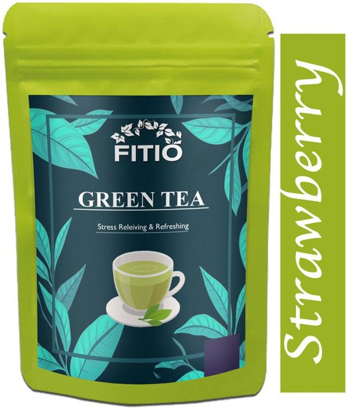 FITIO Green Tea for Weight Loss | 100% Natural Green Loose Leaf Tea | Strawberry Flavor Green Tea Pouch Ultra (T1220) Green Tea Pouch  (1500 g)