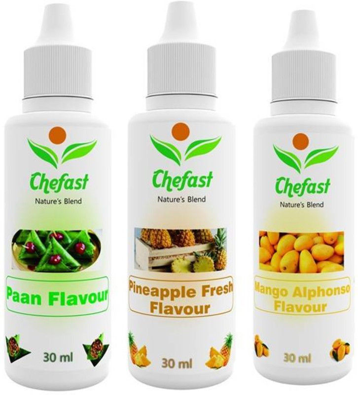 Chefast Pack of 3 Baking Essence Flavour of Mango , Pineapple , Paan for Cake, Ice-Cream,Milkshakes,Indian Sweets(Each 30ml) Mango Liquid Food Essence  (90 ml)