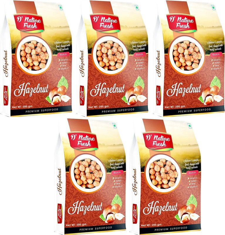D NATURE FRESH Hazelnut 1kg ( Pack of 5 - 200g Each) Hazelnuts  (5 x 0.2 kg)