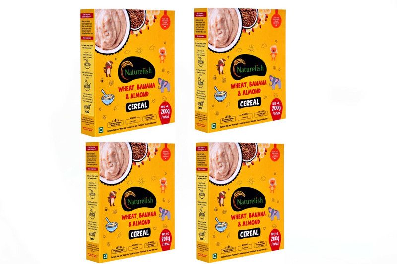 naturelish Wheat Banana & Almond Cereal|Porridge|Cereal Flake|Pack Of 4| 200 Gram Each Box  (4 x 200 g)
