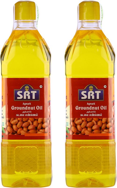 SRT 1 LTR AGMARK Grade 1 Groundnut Oil Pack of 2 Groundnut Oil Plastic Bottle  (2 x 1 L)