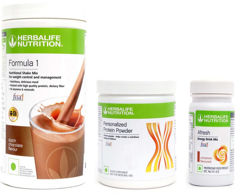 HERBALIFE Special Weight Loss Combo ( Formula 1 Shake Mix - Chocolate Flavor + Personalized Protein Powder 200 Gram + Afresh Energy Drink Mix - Cinnamon Flavor) Combo  (750 Grams)