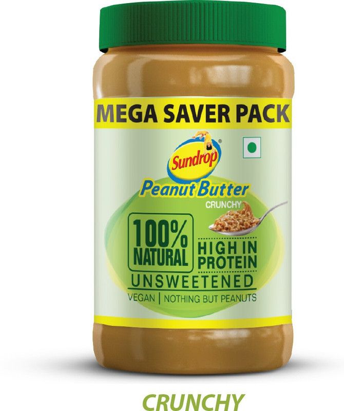 Sundrop Natural Peanut Butter, Vegan , High Protein, Crunchy 924 g