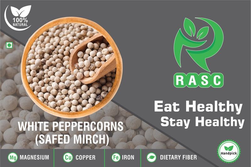 RASC White Pepper Corns I Safed Mirch I Pack of 200g  (200 g)