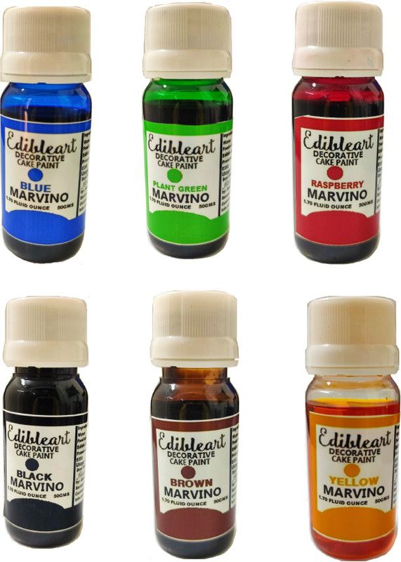 Marvino Edible Color for Art, Food and Craft (Pack of 6 (Type A) Multicolor  (300 g)