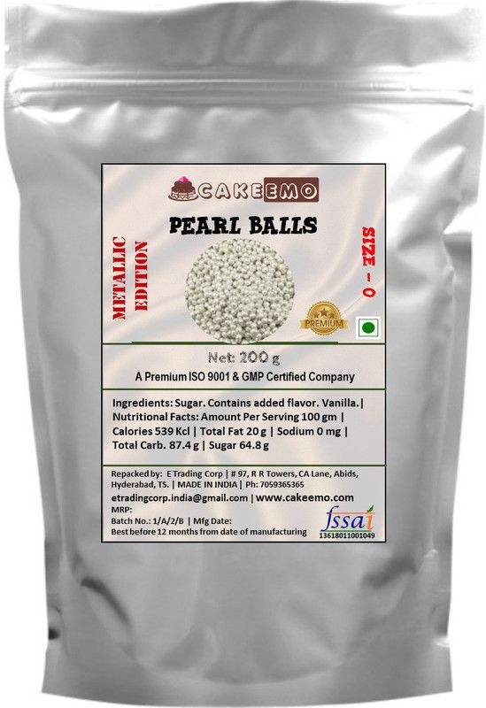 Cakeemo Metallic Edition Pearl Balls ( 0 - Size ) 200g Sprinkles  (200 g)