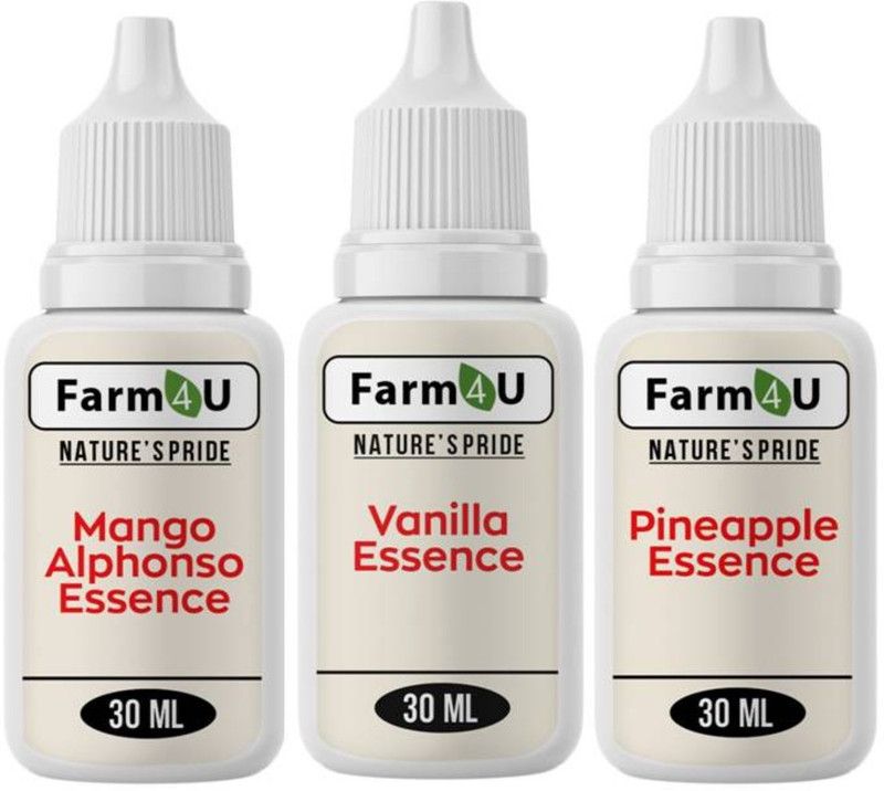 Farm4u Pack of 3 Baking Essence Flavour of Mango , Pineapple , Vanilla for Cake, Ice-Cream,Milkshakes,Indian Sweets(Each 30ml) ( Use 2-3 Drops Essence for 250 Grm Cake) Pineapple Liquid Food Essence  (90 ml)