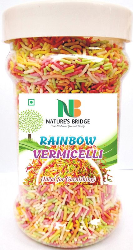 Nature's Bridge Rainbow Vermicelli / Sweet Candy Topping (Sprinkles) for Cake Decoration Jar Pack / Sweet Vermicelli / Sprinkles / Cake Decoration - 380 Gm Sprinkles  (380 g)