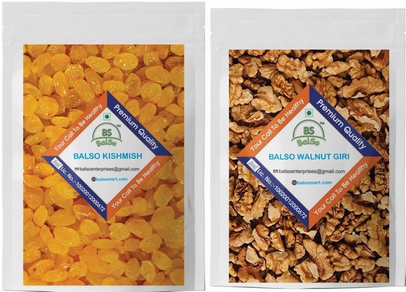 BalSo Kishmish (125g) Walnut Giri (125g) Dry Fruits Pack Of 2 Raisins, Walnuts  (2 x 125 g)