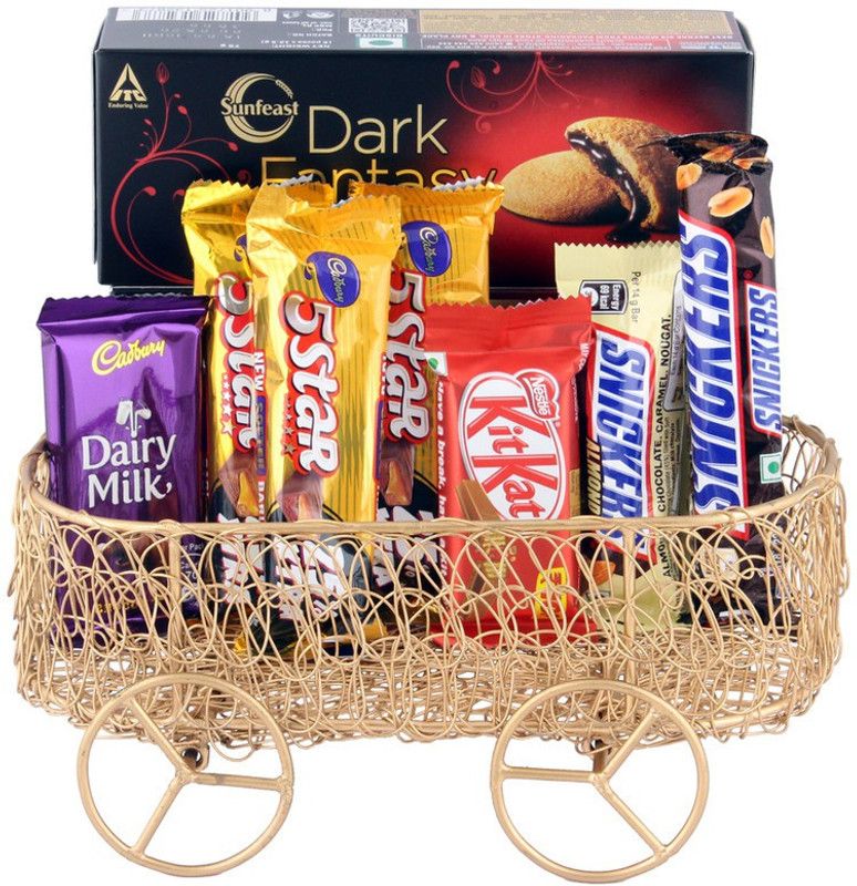 SurpriseForU Chocolate Gift | Chocolate For Birthday Gift Gift Combo  (Metalcart-DarkFantasy-Dairy-Snicker-Kitkat-5Star-SnickerAlmond)