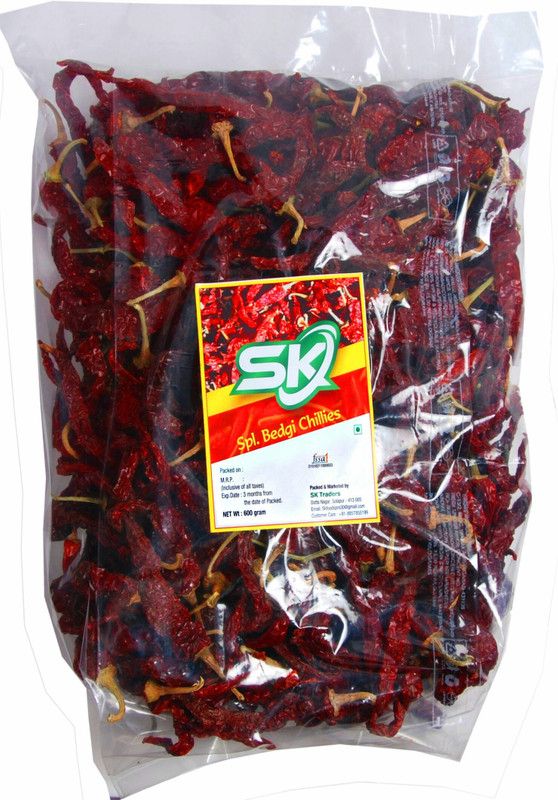Sk foods Byadgi dry chilli whole kasmiri mirchi lal sukhi mirchi 600grm  (600 g)