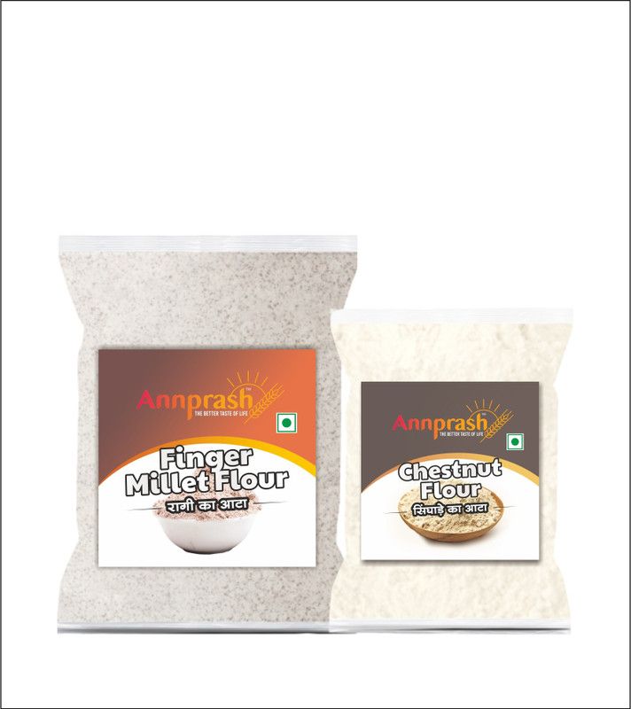 Annprash PREMIUM QUALITY FINGER MILLET FLOUR/ RAGI ATTA & CHESTNUT FLOUR/SINGHARA ATTA - 1.5KG ( FINGER MILLET FLOUR 1KG + CHESTNUT FLOUR 500GM)  (1500 g, Pack of 2)
