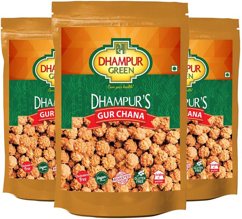 Dhampur Green Gur Chana ( Pack Of 3)|Healthy Snack |  (3 x 150 g)