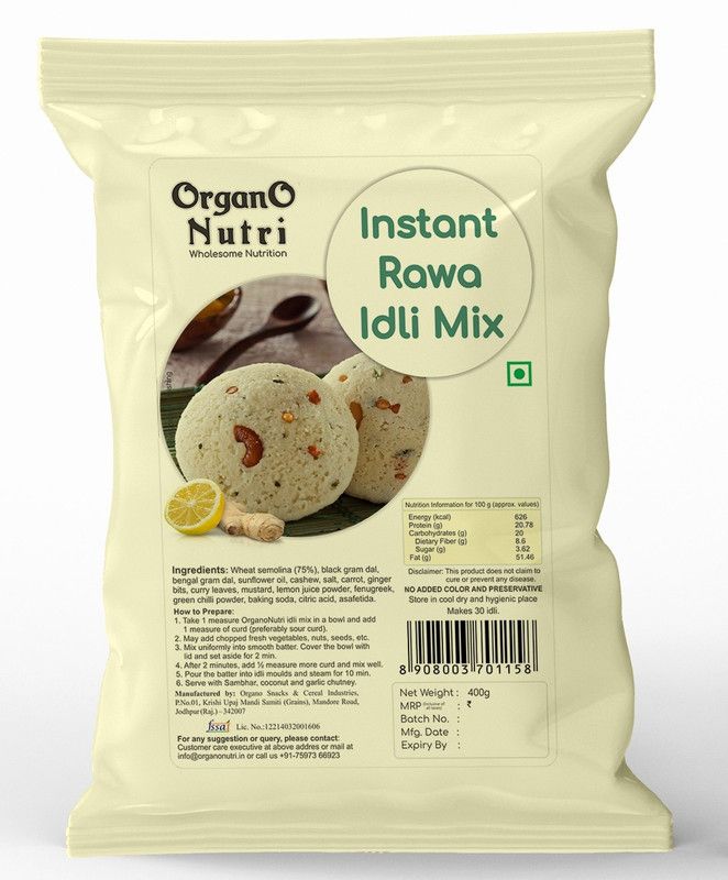 OrganoNutri Instant Rawa Idli Mix, 400g 400 g